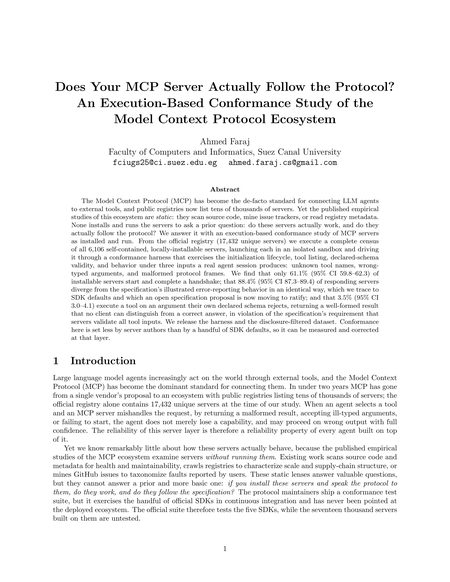 First page of Does Your MCP Server Actually Follow the Protocol?